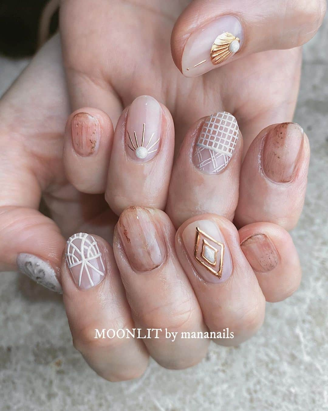 mananailsさんのインスタグラム写真 - (mananailsInstagram)「brown🐚 ㅤ ☾オフ込み120min」7月14日 8時24分 - mananails