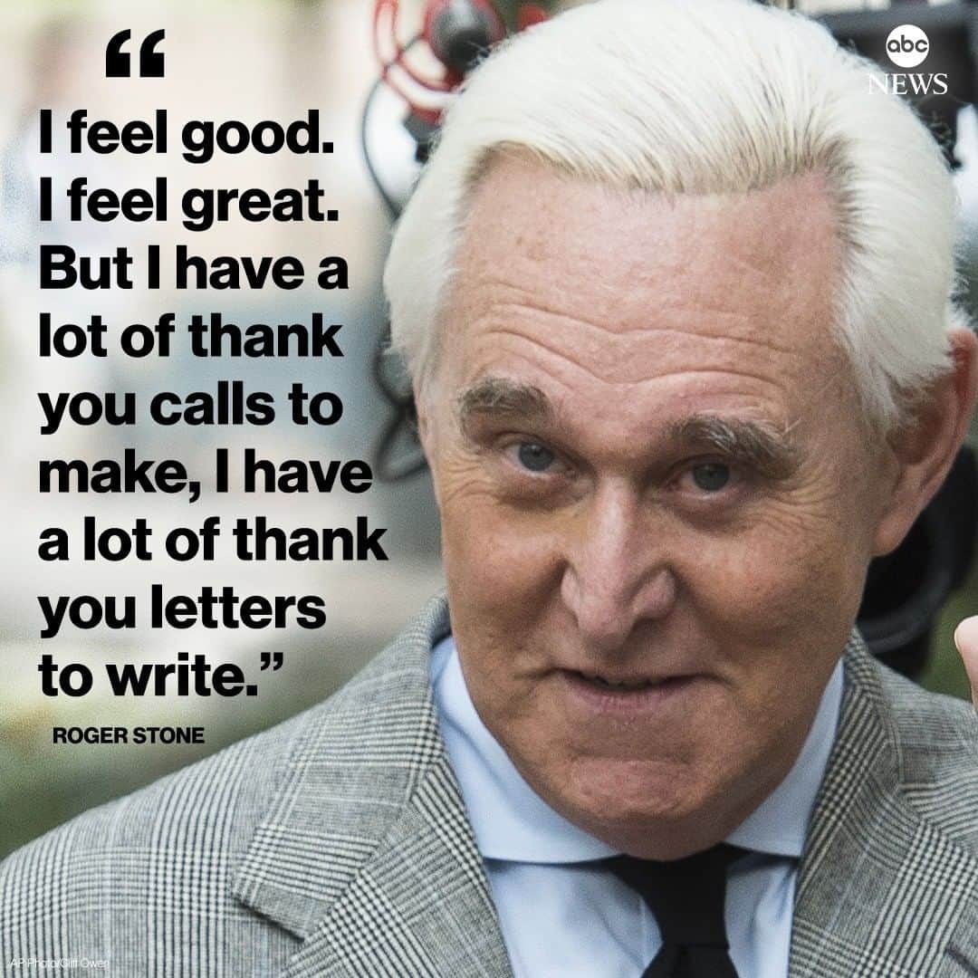ABC Newsさんのインスタグラム写真 - (ABC NewsInstagram)「Just days after Roger Stone received a full-sentence commutation from his longtime friend President Trump, the veteran GOP political operative told ABC News he's feeling good. #donaldtrump #rogerstone #commutation #politics」7月14日 9時47分 - abcnews