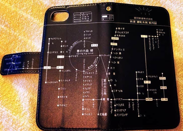 カメレオールさんのインスタグラム写真 - (カメレオールInstagram)「銀河鉄道路線図　手帳型スマホケース（ベルトあり）  遂に手に入れた！！！🌌  こんな素敵な路線ならずっと乗っていたくなるなぁ。  夏の大三角形を通り、南十字星に向かう旅路を想像するだけで楽しい☆  #映画 #特撮 #キャラクター #人外 #怪人 #カメレオール #写真 #movie #cinema  #character #tokusatsu #monster  #chamereoru  #Photo #アート #art  #芸術 #artist #モデル #model #作品 #デザイン #design #銀河鉄道の夜 #宮沢賢治 #宇宙 #universe #天の川 #南十字星」7月14日 22時41分 - chamereoru