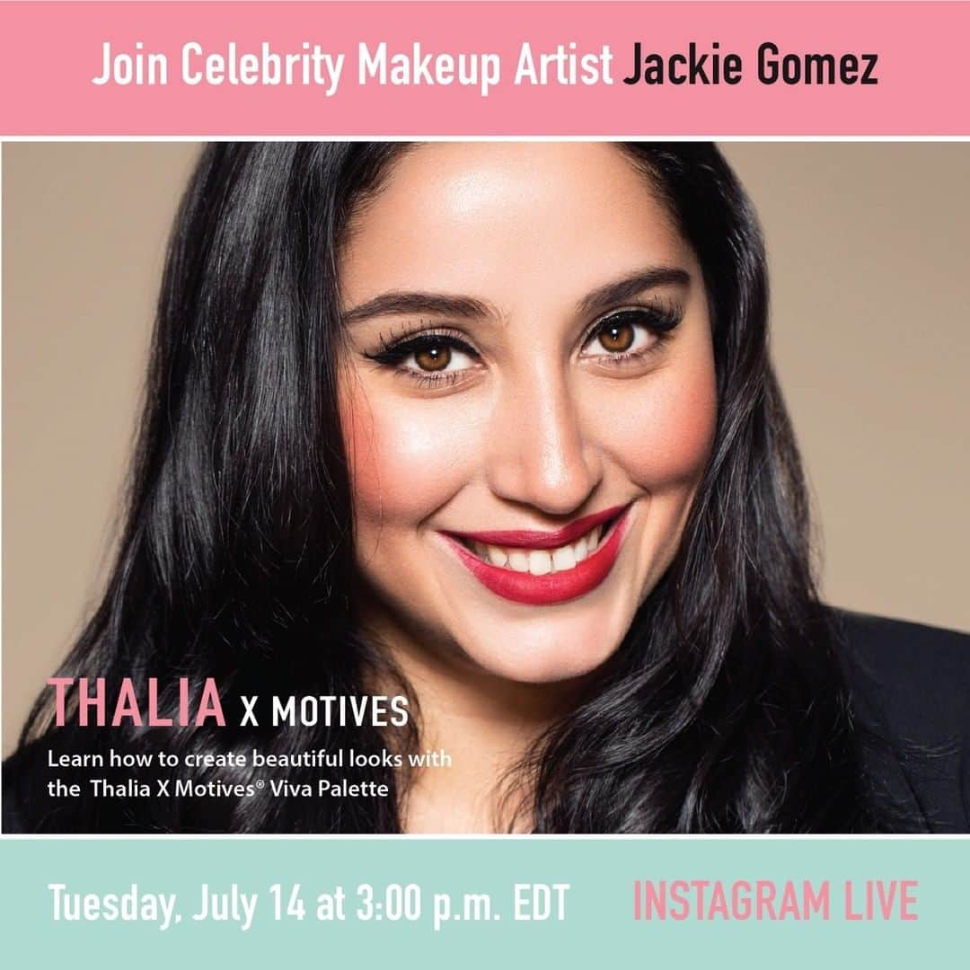 Motives Cosmeticsさんのインスタグラム写真 - (Motives CosmeticsInstagram)「Join Celebrity Makeup Artist @JackieGomezBeauty LIVE on the Motives IG TODAY at 3pm EDT and learn how to create red-carpet looks with the @THALIA x Motives VIVA palette!   Whether it's Beyonce, Zoe Saldana, Shay Mitchell, or our very own @LorenRidinger, Celebrity Makeup Artist - Jackie Gomez - has had the opportunity to help them get Red Carpet Ready for some of their most memorable moments. We are so excited to announce that you'll have the chance to learn some of her advanced application techniques that she uses to create these flawless looks during this IG LIVE.」7月14日 21時51分 - motivescosmetics