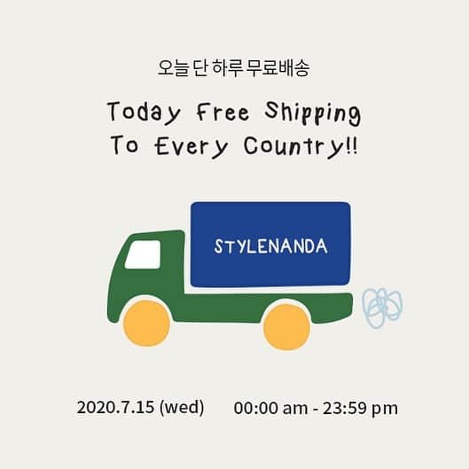 Official STYLENANDAさんのインスタグラム写真 - (Official STYLENANDAInstagram)「#무료배송이벤트 오늘(7/15일) 단 하루! 하나만 사도 무료배송~🚛💙 - TODAY FREE SHIPPING TO EVERY COUNTRY  2020.07.15(WED) (*Korea Standard Time) ※ Any possible customs duties are up to customers. - www.stylenanda.com en.stylenanda.com jp.stylenanda.com cn.stylenanda.com tw.stylenanda.com #stylenanda #3ce #worldwidefreeshipping」7月15日 0時00分 - houseof3ce