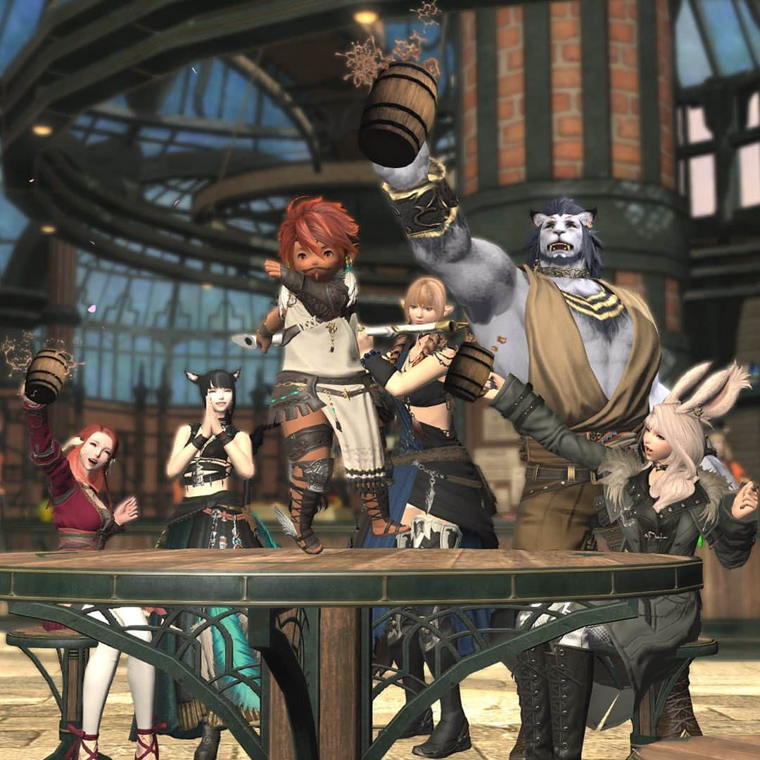 FINAL FANTASY XIVさんのインスタグラム写真 - (FINAL FANTASY XIVInstagram)「This month, show us how you celebrate #XIVon14 with your friends! 🎉✨This is how we do it. Cheers! 🍻 #FFXIV #FF14」7月15日 0時07分 - ffxiv