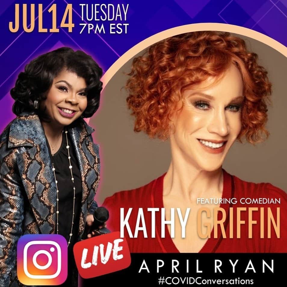 キャシー・グリフィンのインスタグラム：「So excited to join to great @adr1600 TONIGHT on #COVIDConversations. Come join us spill all the tea at 7PM EST!」