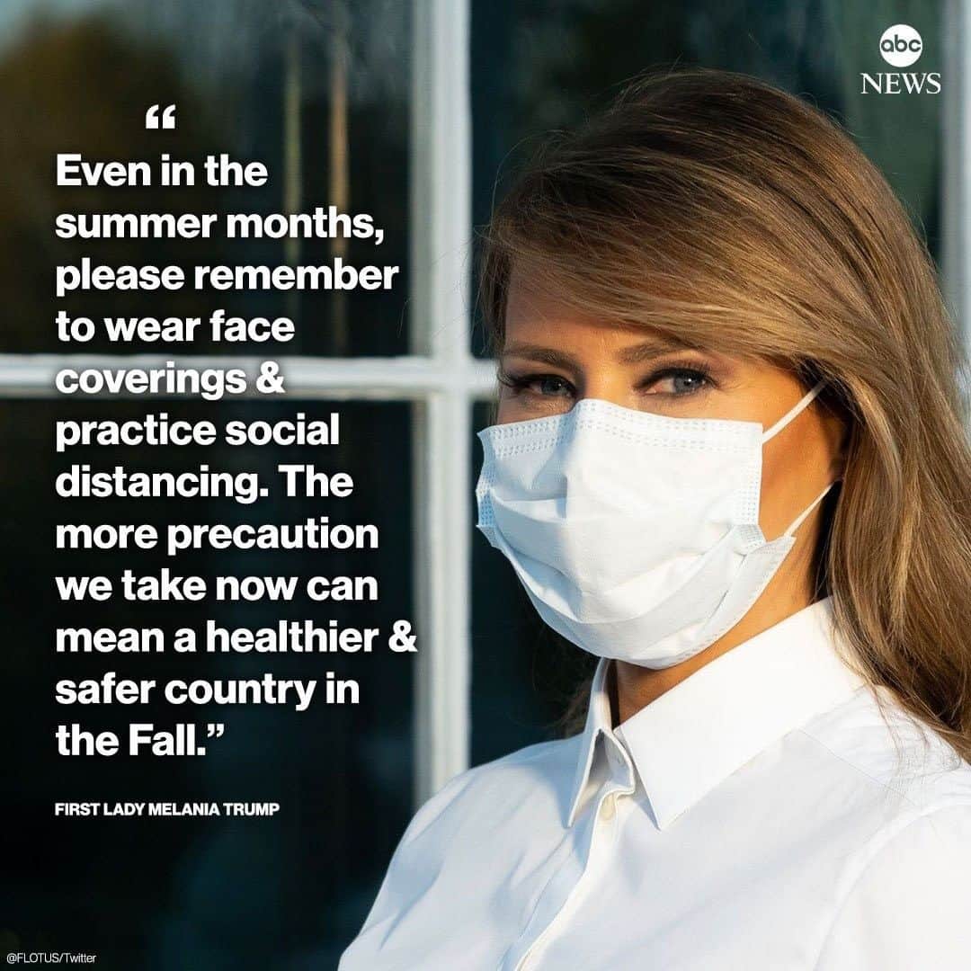 ABC Newsさんのインスタグラム写真 - (ABC NewsInstagram)「NEW: First lady Melania Trump tweets picture of herself wearing a face mask.  "The more precaution we take now can mean a healthier & safer country in the Fall," she says. #melaniatrump #facemask #facecovering #covid19 #coronavirus #donaldtrump」7月15日 1時37分 - abcnews