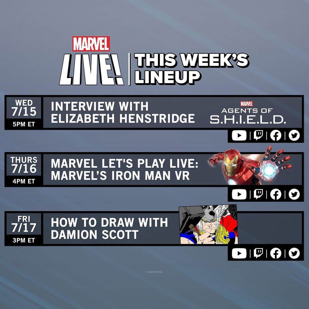 Marvel Entertainmentさんのインスタグラム写真 - (Marvel EntertainmentInstagram)「This week on Marvel LIVE! #MarvelAtHome」7月15日 3時13分 - marvel