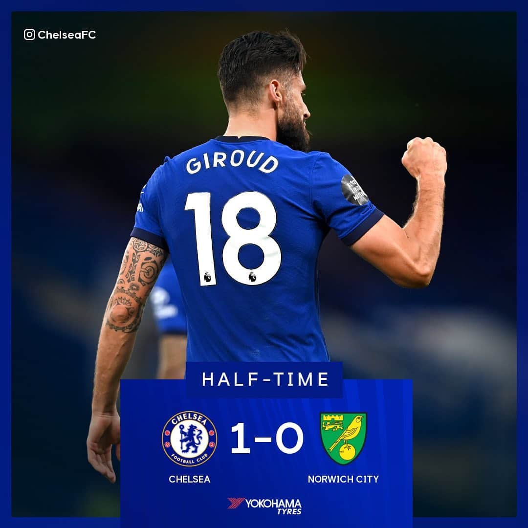 チェルシーFCさんのインスタグラム写真 - (チェルシーFCInstagram)「Giroud’s header is the difference at HT! 👊 #CHENOR #CFC #Chelsea」7月15日 5時13分 - chelseafc