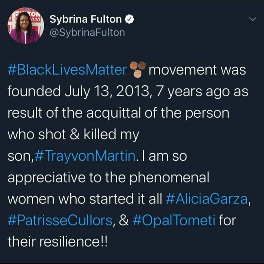 トームさんのインスタグラム写真 - (トームInstagram)「#repost @sybrinafulton #BlackLivesMatter movement was founded July 13, 2013, 7 years ago as result of the acquittal of the person who shot & killed my son, #TrayvonMartin. I am so appreciative to the (3) phenomenal women who started it all #AliciaGarza, #PatrisseCullors, & #OpalTometi for their resilience & never giving up. And EVERYONE who continue to stand up against racism for us all. #Keepstandingkeepspeaking  I’ll yelling {{{{{{BLACK LIVES MATTER}}}}}}} #RealTalk #WordtotheWise #StayWoke #ItsTimeForAChange #BeEncouraged」7月15日 5時17分 - tomenyc
