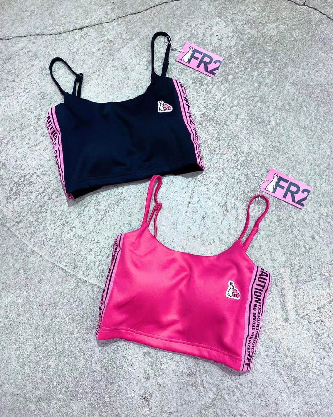 のインスタグラム：「New arrival. FRC1081 Line Bra Top.  Now #FR2梅Online.  #FR2梅 exclusive color. #fxxkingrabbits#FR2ume#nosexualservice #頭狂色情兎#smokingkills#caution」