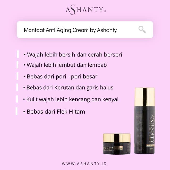 ASHANTY BEAUTY CREAM OFFICIALのインスタグラム：「Ladies taukah kamu manfaat dari Anti Aging Cream Series by Ashanty ?   Selain mampu melawan tanda penuaan dini pada kulit wajah seperti kerutan dan garis halus, cream anti aging by Ashanty juga mampu mencerahkan wajah, melembutkan, melembabkan, mengencangkan pastinnya, membuat wajah lebih kenyal, menutup pori - pori besar dan menghilangkan noda hitam atau flek hitam pada kulit wajah.   Sejak usia 25 tahun keatas kulit wajah sudah membutuhkan anti aging cream untuk menghindari penuaan dini pada kulit wajahmu.  _____________________________ Informasi dan pemesanan  Ashanty Beauty Cream Chat Via WA : WA: 081287388885 WA: 081293823950 WA: 087778489900 WA: 085781140354 ⚡️ Fast Respons Click Link On Bio Instagram @ashantyid ❣️ ______________________________ #ashantybeautycream #creamashanty #skincareashanty #skincare #skincareartis #skincarelokal #creamwajah #creamperawatanwajah #obatjerawat #jerawat #kosmetik #krimwajah #creamwajah #whiteningcream #ashantyid #ashanty #ahha #kepastian #aurelhermansyah.」