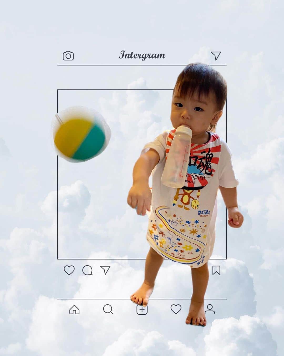 Momoeのインスタグラム：「. .  この服ドンキで¥50だった😇 . . #happy #家事 #育児 #family #家族 #boy #smile #男の子 #息子 #code #love #lucky #kids #子供 #thankyou #宝物 #ベビー #fashion #follow #心 #縁 #パパ #ママ #家族写真 #男の子ママ #赤ちゃん写真 #photo #子育て #1歳 #flower」