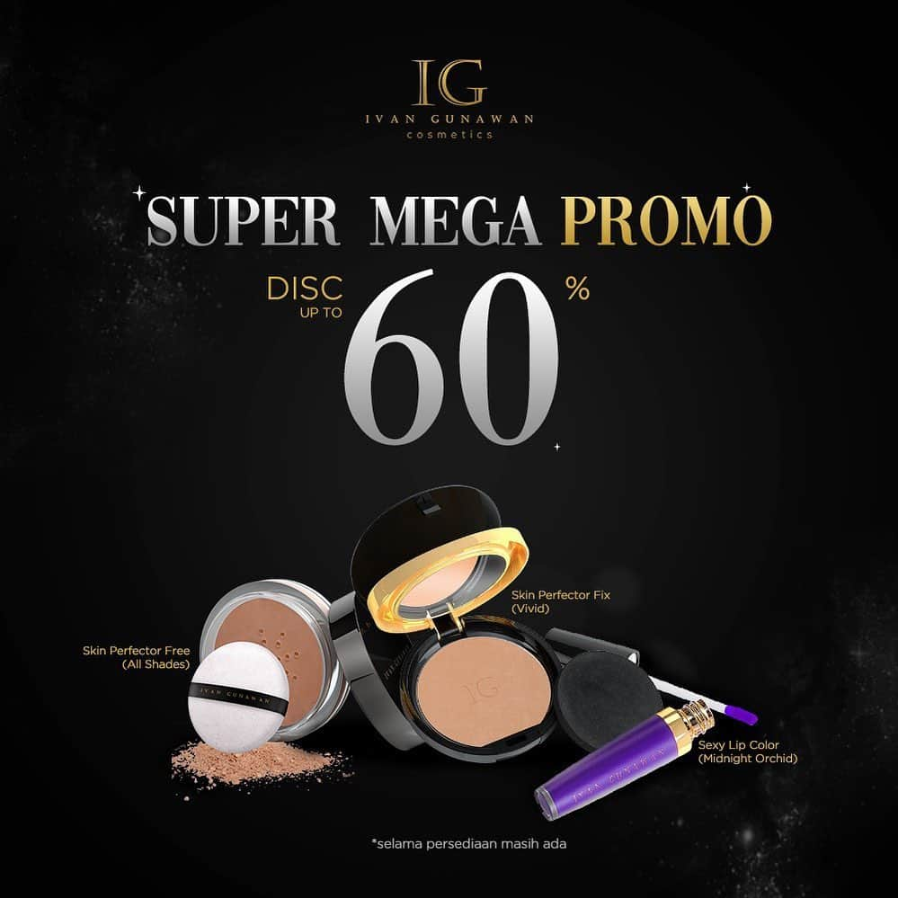 Ivan Gunawanさんのインスタグラム写真 - (Ivan GunawanInstagram)「Hallo semua~🌞  Super Mega Promo Ivan Gunawan Cosmetics hadir untuk menyambut  hari-harimu penuh cinta kasih dan percaya diri menyongsong hari esok yang penuh kebahagiaan dan berbagi dengan orang2 terkasih. . *Disc. 60%* untuk Sexy Lips Color Midnight Orchid dan Skin Perfector Fix Vivid.  *Disc. 50%* untuk Skin Perfector Free (all shade).  . *Hanya berlaku jika persedian masih ada* . Kusus pemesanan via DM @ig.cosmetics dan pemesanan via WhatsApp . Contact : 082228800188 (Lusi) . #ivangunawan #ivangunawancosmetics #igc #effortlessbeauty #cosmetics」7月15日 11時46分 - ivan_gunawan