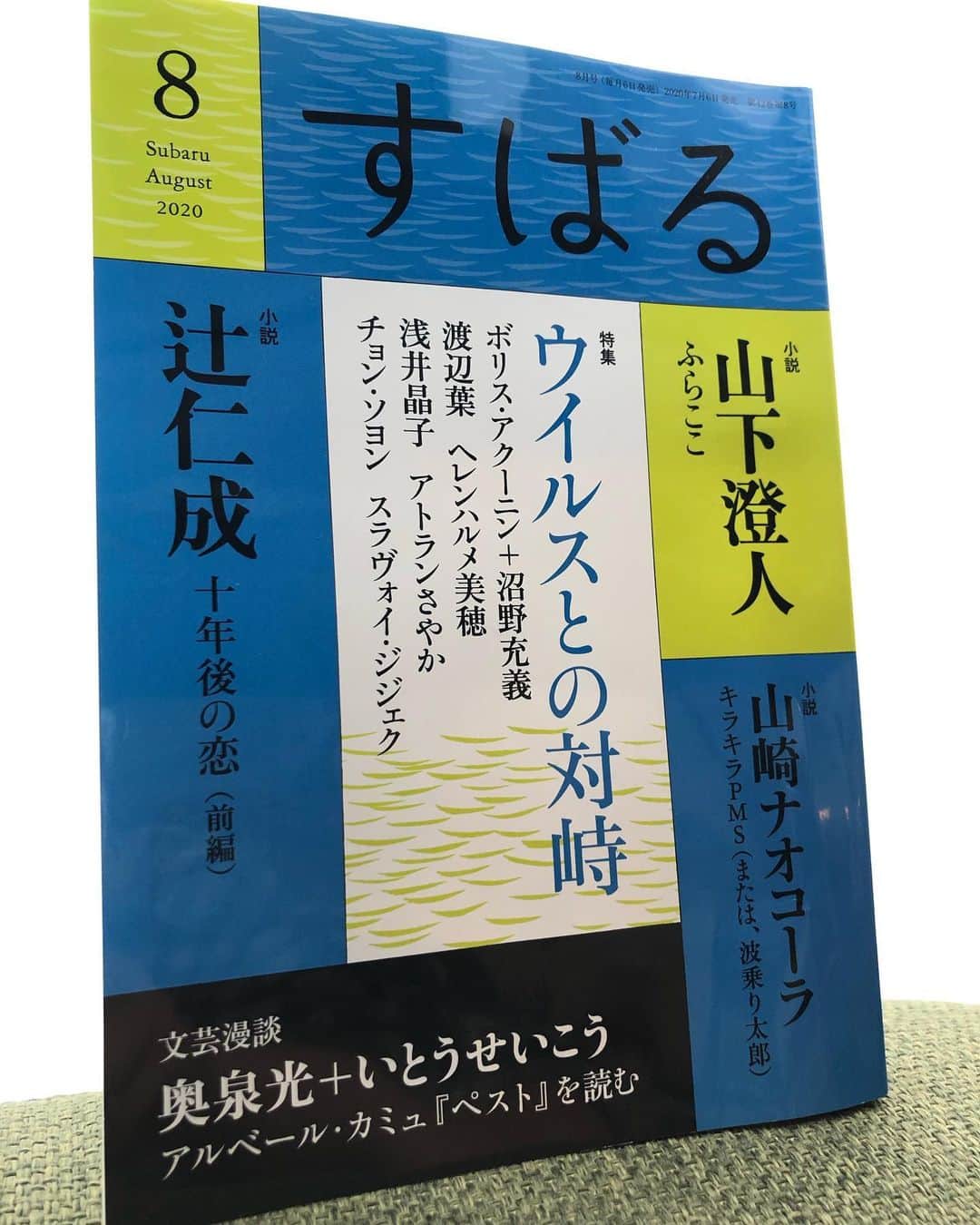 山崎ナオコーラのインスタグラム：「新作小説が載っている「すばる」８月号(集英社)がいま売っていますので、 良かったら、読んでください。  生理や登山やコロナや経済や労働環境なんかの小説ですので、 面白いかもしれません。  「キラキラＰＭＳ(または、波乗り太郎)」  #山崎ナオコーラ　#キラキラＰＭＳ」