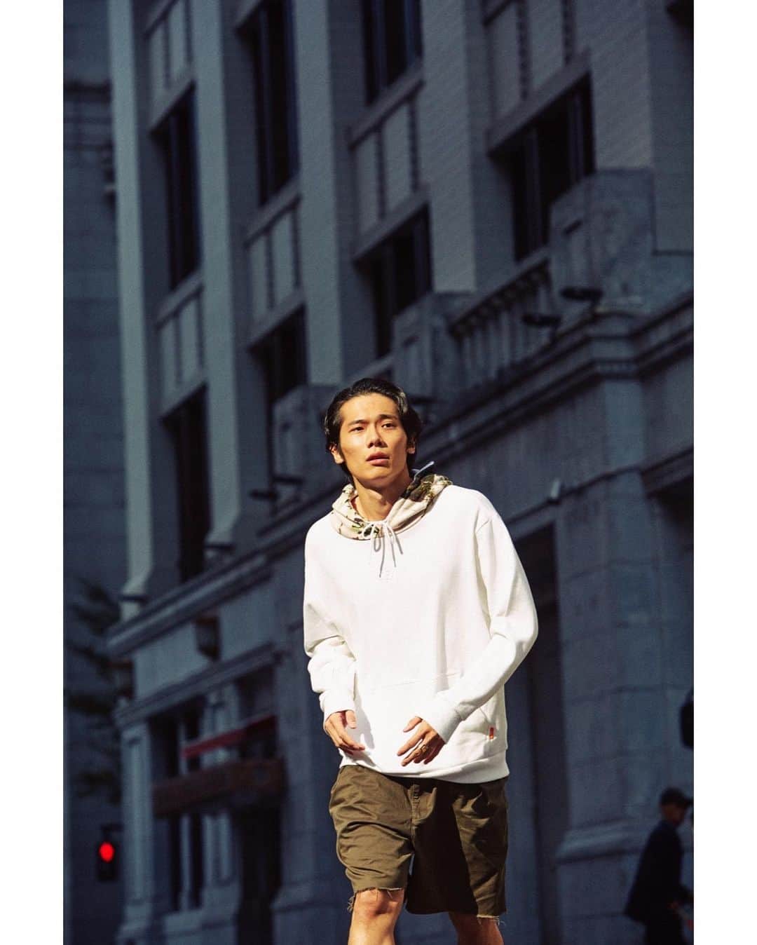 松㟢翔平のインスタグラム：「@windandsea_wear by Takashi Kumagai @takashikumagai_official ﻿  Photographs Yusei Yamamoto #山本雄生  Styling Toki Hiromi﻿ @tokichang  Hair & Make-up Haruka Morishita #守下春花 ﻿ Model﻿ Claude Morgan ﻿@claude0417 and me」