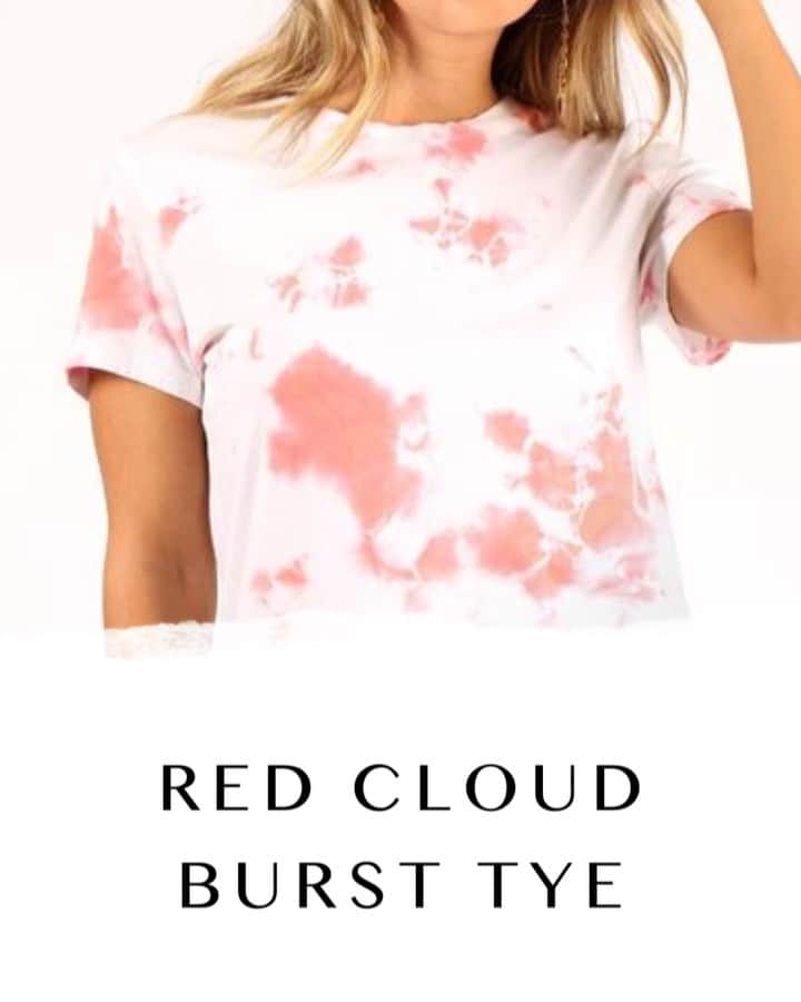 のインスタグラム：「How cute is our red burst tye dye!? 😍 Perfect for a denim skirt or cut offs 👌🏼 Restocked and ready to shop!  . . . . . . . . . . . . . . .  #wholesale #ootd #graphictees #stylewild #fashioninsta #createcultivate #fashiongram #fashioninspo #boutiqueshopping #boutiqueclothing #trending #wholesaleclothing #styletrends」