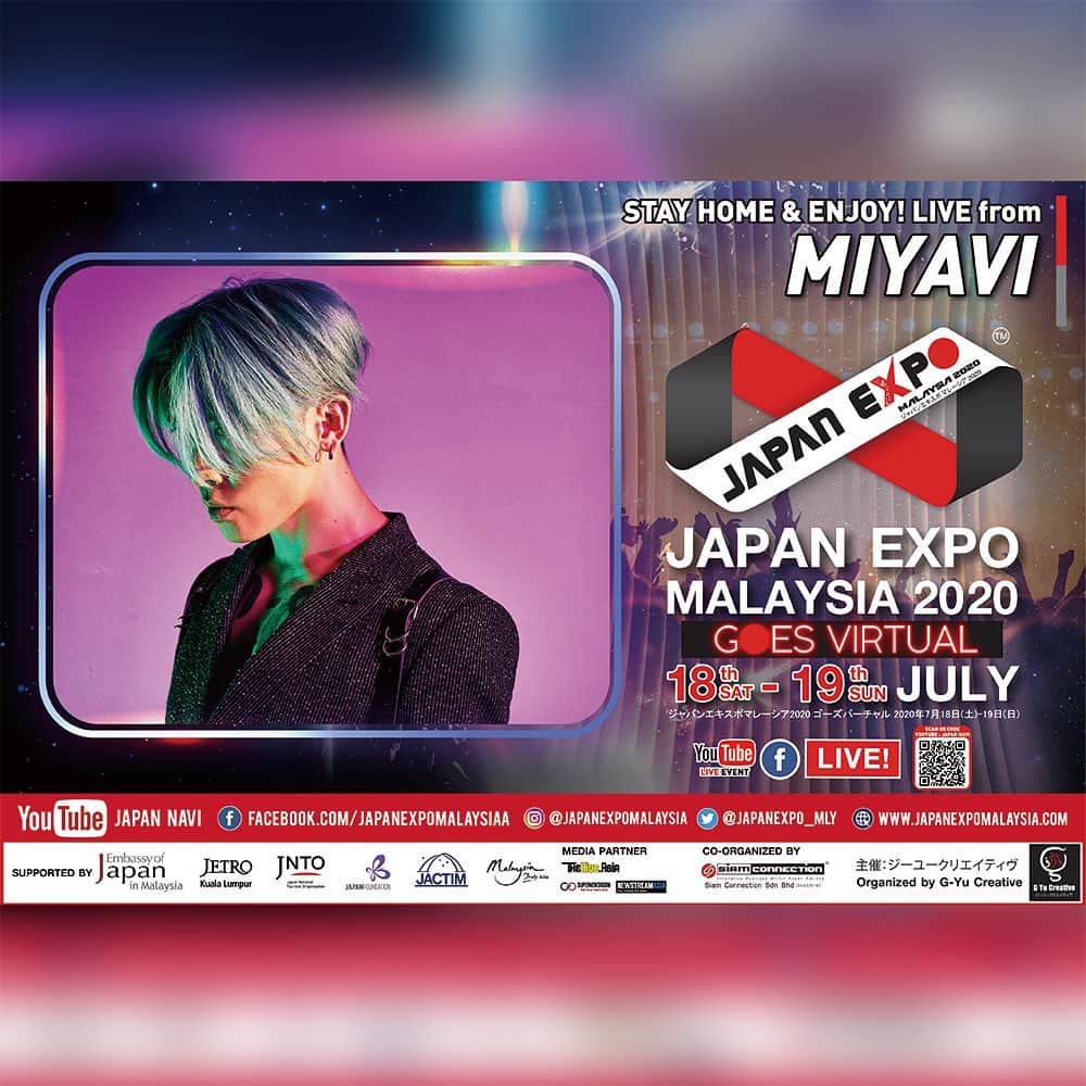 MIYAVI（石原貴雅）さんのインスタグラム写真 - (MIYAVI（石原貴雅）Instagram)「. 7/19(日)17:45～「JAPAN EXPO MALAYSIA 2020」MIYAVI出演決定‼️🎉 . 7/19(日)に開催される「JAPAN EXPO MALAYSIA 2020」にMIYAVIが出演します🎸🔥 . 今年の本イベントは初めてのバーチャルイベントとして開催され、「JAPAN EXPO MALAYSIA」公式FacebookまたはYouTubeチャンネル 「JAPAN NAVI」でご覧頂けます🙌✨ . 是非ご覧ください👀🎶 . 「JAPAN EXPO MALAYSIA 2020」 7/19(日)17:45～18:00(マレーシア時間16:45～17:00) . 【公式Facebook】 https://www.facebook.com/japanexpomalaysiaa/ . 【YouTubeチャンネル】 https://bit.ly/JapanNavi . 詳細はこちら↓ http://www.japanexpomalaysia.com . #MIYAVI #LDH #MYVCREW #JAPANEXPOMALAYSIA #JAPANEXPOMALAYSIA2020 #JAPANNAVI」7月15日 13時49分 - miyavi_staff