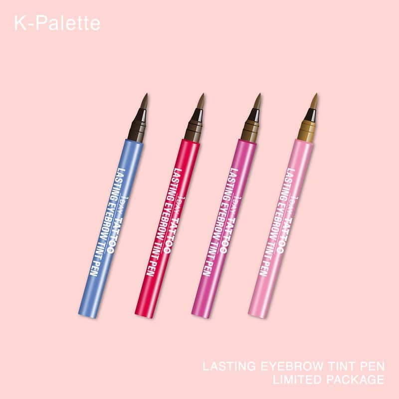 K-paletteのインスタグラム：「≪限定≫アイブロウティントペン限定デザイン発売😍💕 Ｋ-パレット　ラスティングアイブロウティントペンがとっても可愛い限定デザインで登場です💓 テンションが上がるカラー展開ですよ🎵 . カラーは変わらず4色⭐️ ・アッシュブラウン ・ナチュラルブラウン ・モカブラウン ・グレイッシュブラウン . 髪色に合わせて選んでみてね❗️😉 . Ｋ-パレット　ラスティングアイブロウティントペン 価格：1200円（税抜） . . #限定商品_#限定デザイン_#アイブロウティントペン_#kpalette #Kパレット＃サマーメイク#プチプラコスメ #マスカラ #目元メイク #美まゆ毛 #眉コスメ #おすすめコスメ #新作コスメ #新作コスメ2020 #コスメ紹介 #コスメ部 #コスメマニア #コスメオタク #メイク好き #メイク好きな人と繋がりたい #メイク好きさんと繋がりたい #目元美人 #メイクアップ #かわいくなりたい #女子力向上計画 #女子力アップ #cosmetics #mascara」