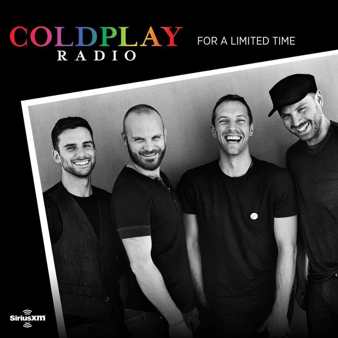 Coldplayのインスタグラム：「Coldplay Radio has just launched on @siriusxm in the US! The channel features every track we've ever released + live performances, collaborations, and musical influences + guests DJs like Beck, Dua Lipa and Shawn Mendes. It's live now (link via swipe up in Stories) PH」