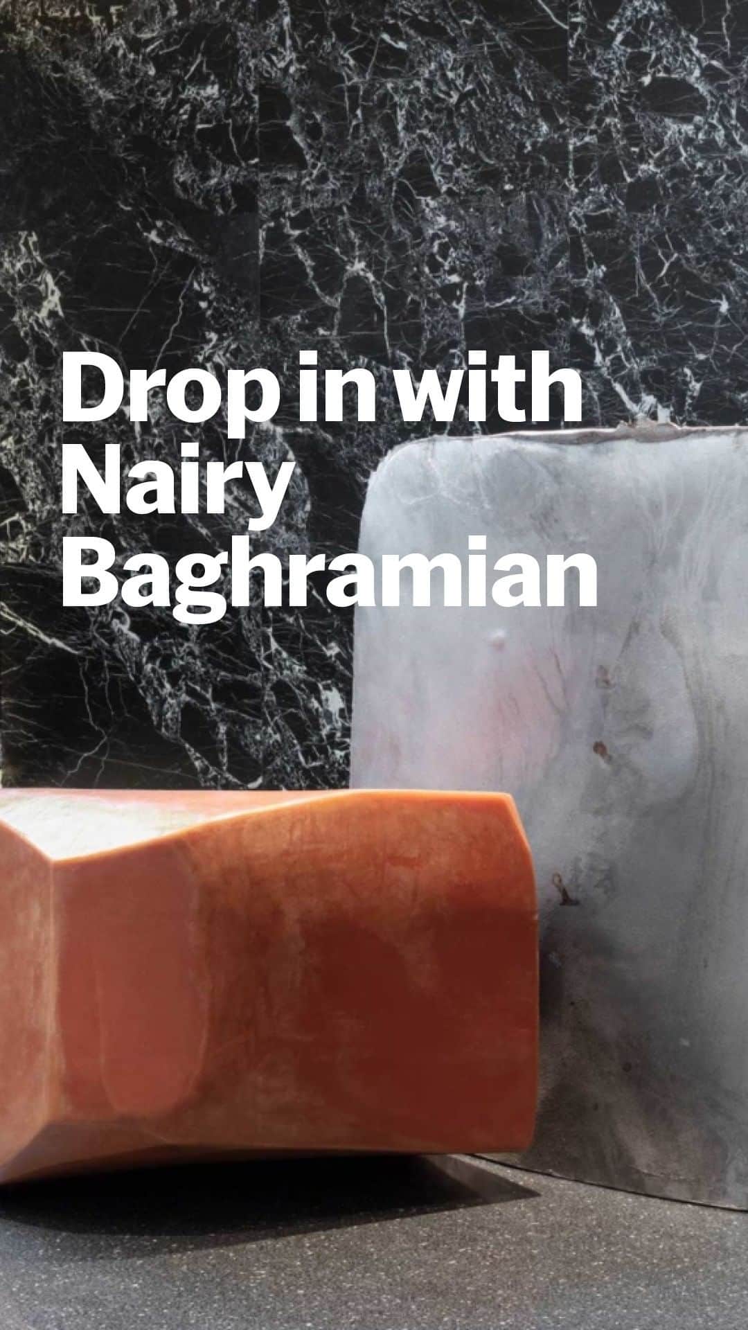 のインスタグラム：「The Berlin-based artist @nairybaghramian checked in with curator @paulinapobocha to discuss “taking the body out of the sculpture” for a work-in-progress, a marble “neon elbow” created for an outdoor exhibition; “careful closeness,” a reminder to separate physical rather than social distancing; accepting failure and impermanence; and shaking up the linear history of art.  Join artists and curators for informal discussions on our Instagram Live  every Wednesday at 12:00 p.m. EDT.」