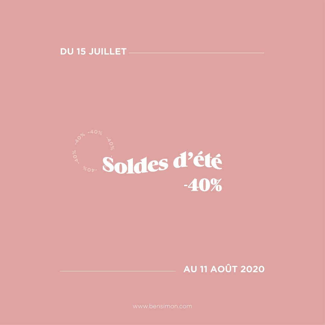 ベンシモンのインスタグラム：「Soldes c'est parti ! 💫 ​Retrouvez vos coups de coeur de l'été en soldes jusqu'à -40% sur le site et dans nos boutiques ! ☀️ (lien dans la bio)  ​🇬🇧 Sale is on! 💫 Find your summer favourites on sale up to 40% off on the site and in our shops! ☀️ (link in bio) ​#bensimon #bensimoncollection #mode #soldes #sales」