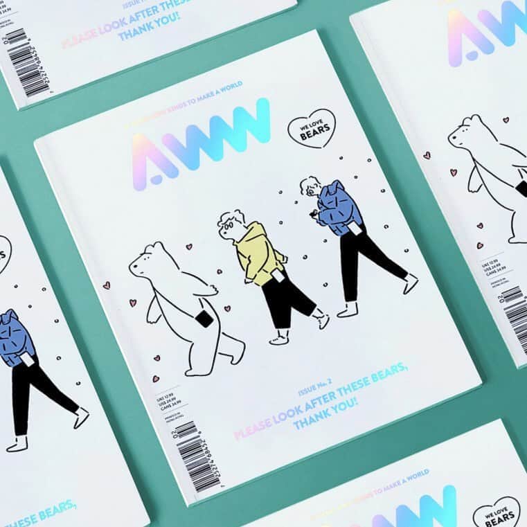 Yu Nagabaのインスタグラム：「I drew the cover for and was interviewed by the Hong Kong art magazine AWW (@aww.mag ).  香港のアートマガジンAWW（@aww.mag ）の表紙を描きました。インタビューも掲載されています。動物をテーマにした雑誌で、今回はクマ特集です。  #AWW #bear #kaerusensei #yunagaba #長場雄」