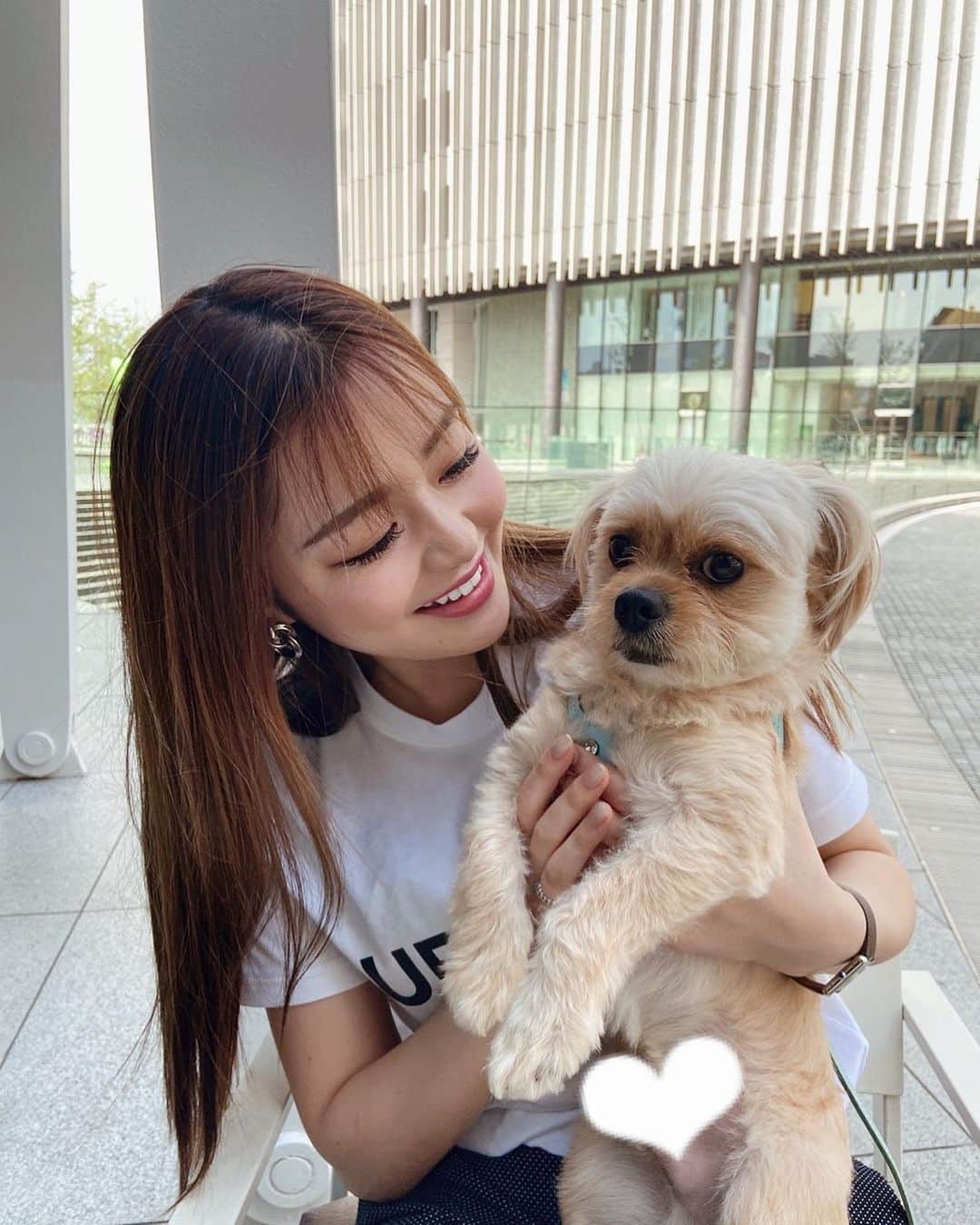 のインスタグラム：「. グランフロント近くのカフェで アネラとランチ🐶♡❤︎ ちょっと隠させてもろて。笑」