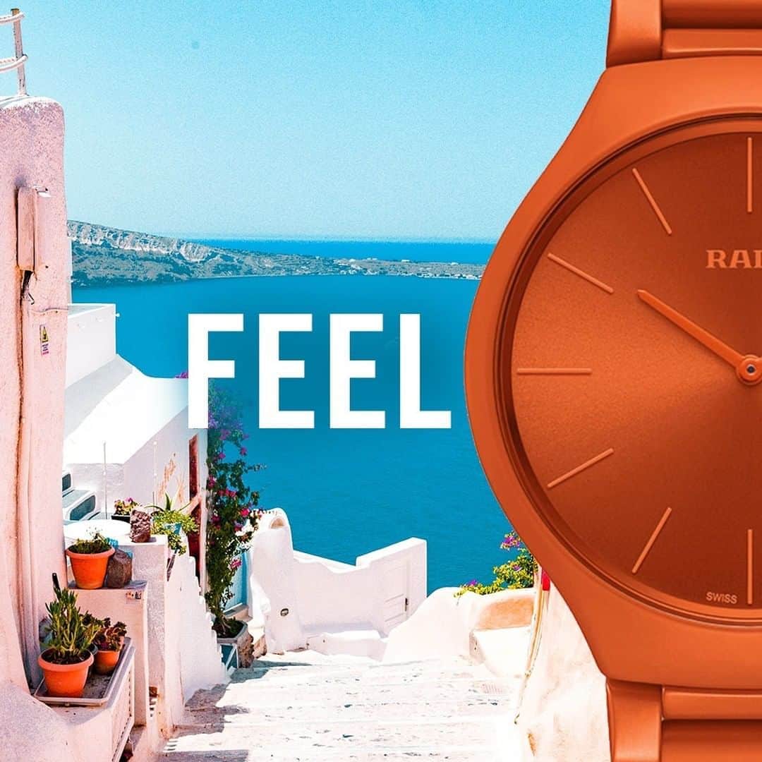 ラドーのインスタグラム：「With the Rado True Thinline Les Couleurs™ Le Corbusier feel a burst of energy and enjoy a pop of colour. #RadoTrueThinline #Feelit」