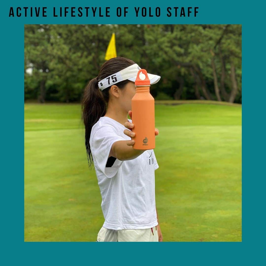 YOLOのインスタグラム：「. mizukiです！先日ゴルフへ行ってきました⛳️ 雨の日が続きましたが、この日は束の間の晴れ間でゴルフができました！  ゴルフ中に欠かせない水分補給は、mizuボトルで！ ボトル自体が軽いので持ち運びもとっても便利✨ 22日までキャンペーンもやっているので要チェックです👌」