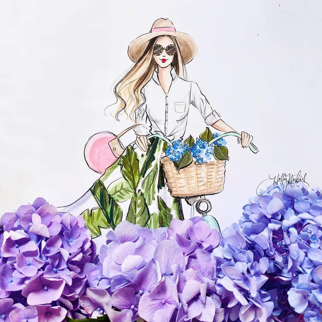 Holly Nicholsさんのインスタグラム写真 - (Holly NicholsInstagram)「Hydrangea heaven these days! I cannot get enough 🥰❤️ hnillustration.etsy.com  #hydrangea #hydrangeas #fashionillustration #nantucket #fashionsketch #illustration #drawing #hnicholsillustrAtion #copic #copicmarkers.」7月15日 23時42分 - hnicholsillustration