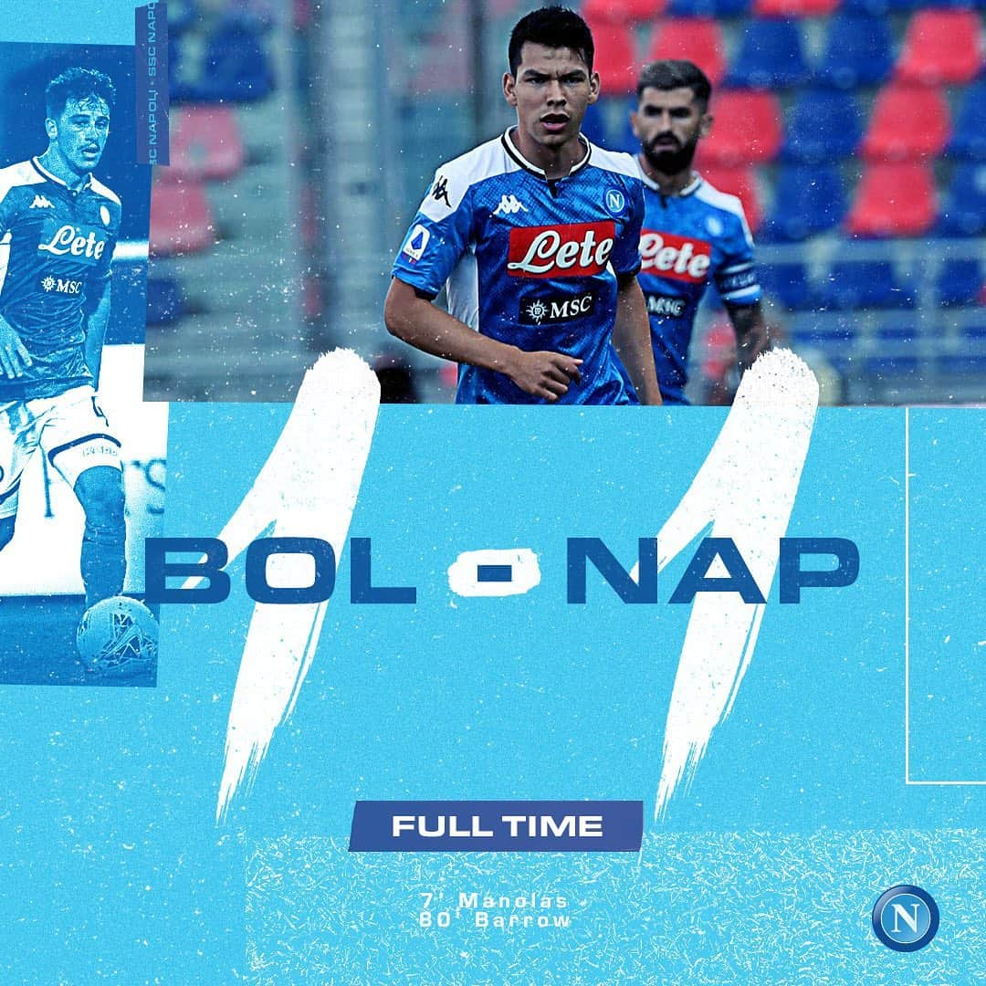 SSCナポリさんのインスタグラム写真 - (SSCナポリInstagram)「⏱ Full Time ⚽ #BolognaNapoli 1-1 🏆 #SerieATIM 💙 #ForzaNapoliSempre」7月16日 4時24分 - officialsscnapoli