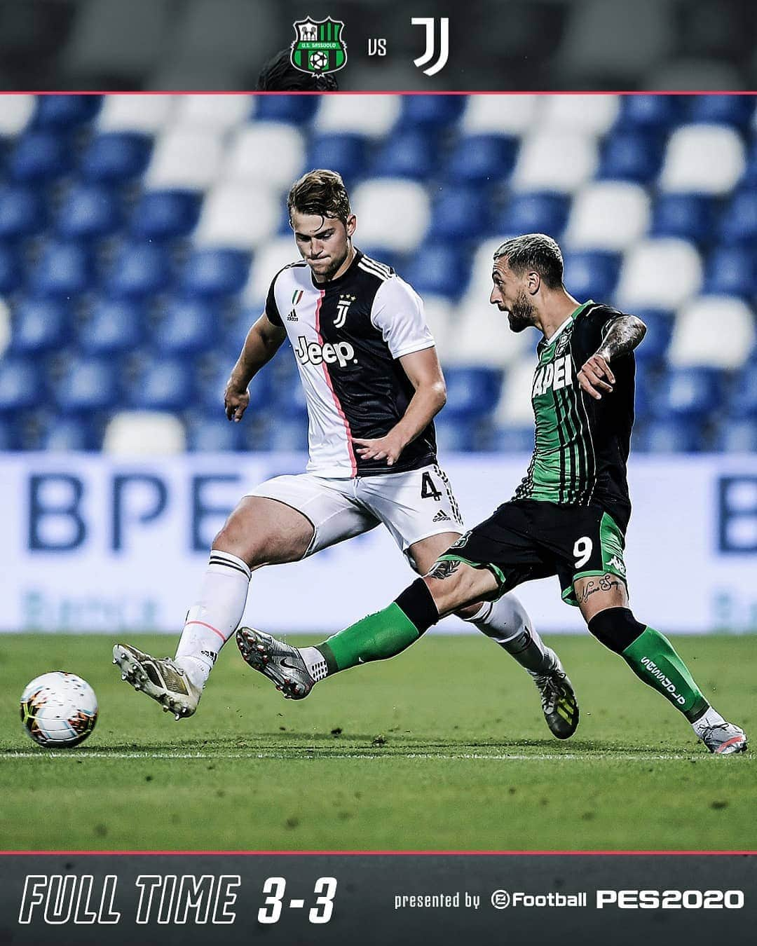 ユヴェントスFCさんのインスタグラム写真 - (ユヴェントスFCInstagram)「FT: All square at Mapei Stadium #SassuoloJuve #FinoAllaFine #ForzaJuve」7月16日 6時48分 - juventus