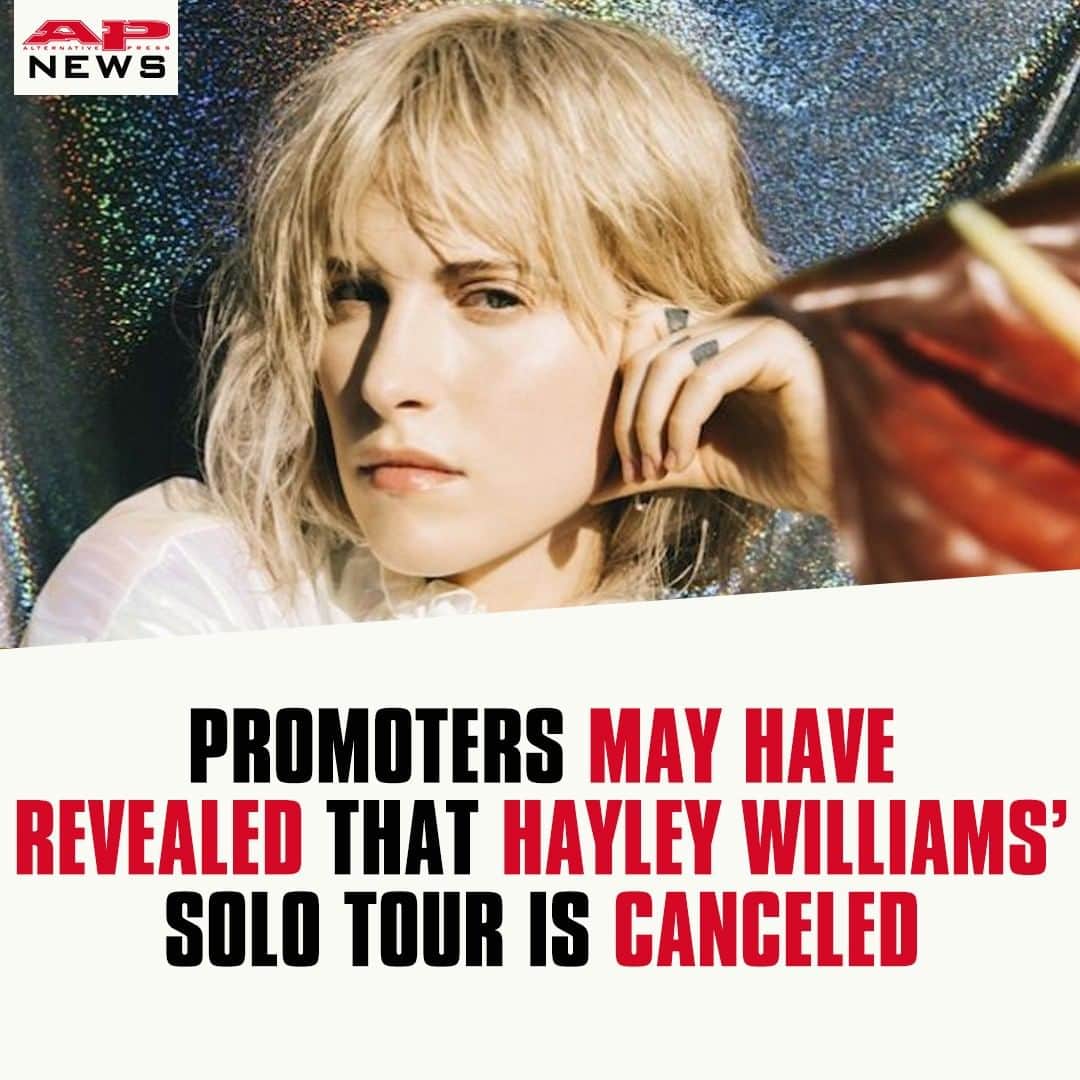 Alternative Pressさんのインスタグラム写真 - (Alternative PressInstagram)「@yelyahwilliams' rescheduled ‘@petalsforarmor’ solo tour may now be canceled after ticket holders received cancelation emails from promoters⁠ LINK IN BIO⁠ .⁠ .⁠ .⁠ #hayleywilliams #petalsforarmor #petalsforarmortour #petalsforamourcancellation #alternativepress #altpress」7月16日 9時01分 - altpress
