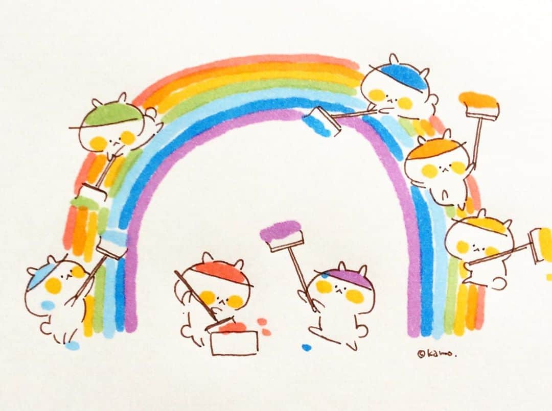 カモさんのインスタグラム写真 - (カモInstagram)「今日は重要なバイトの日です #虹制作#虹の日#rainbow#イラスト#illustration#ウサギタケ#usagitake」7月16日 10時19分 - illustratorkamo