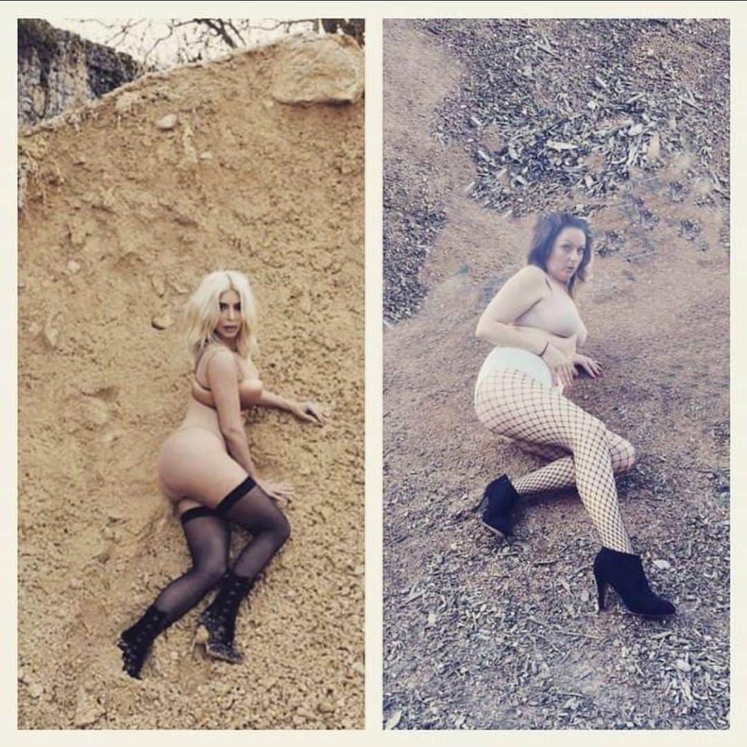 セレステ・バーバーのインスタグラム：「Remembering back to a simpler time when we could all lie on a dirt pile in our undies and call it art.  #celestechallengeaccepted  #celestebarber  #funny  #kimkardashian」