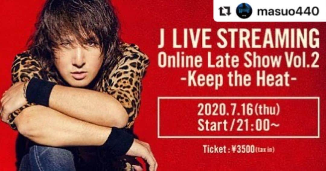 masasucksのインスタグラム：「まもなく試合開始‼️‼️‼️  #Repost @masuo440 with @make_repost ・・・ 本日はこちらでJバンド  J LIVE STREAMING Online Late Show Vol.2 -Keep the Heat-  第一弾ご視聴ありがとうございました！ そして、早くも第二弾決定！  2020年7月16日 (木) 開場 20:30/開演 21:00 TICKET：3,500- (税込)  チケット購入、視聴ページはコチラからlive.nicovideo.jp/watch/lv326665…」