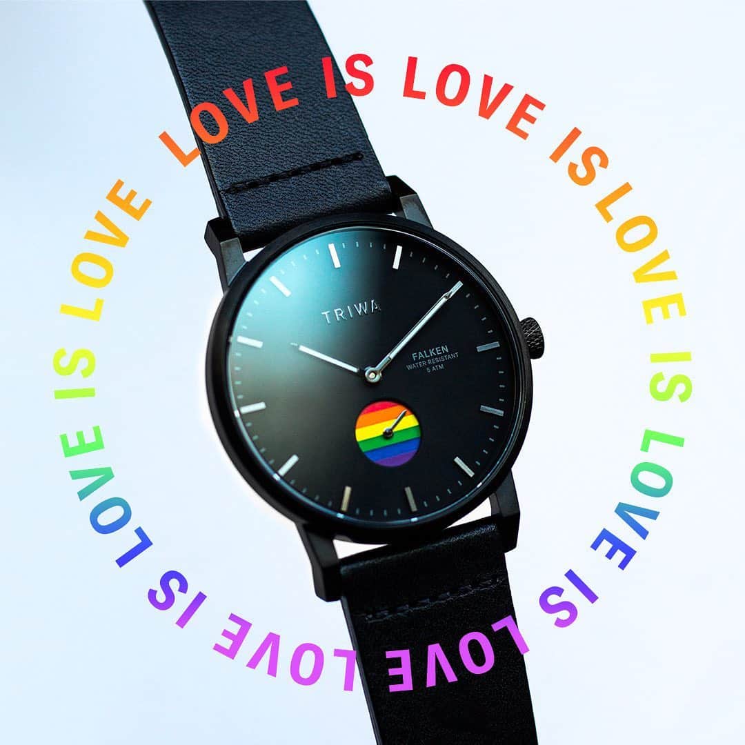 のインスタグラム：「IT IS TIME FOR LOVE! 🌈🌈🌈 For this year’s #pride month, we are back with a watch to honour and celebrate love in all of its forms.  Meet Time for Love, a statement limited edition Midnight Falken that comes with a rainbow colored mini dial, signaling inclusivity, diversity and unity. Each stripe of the rainbow depicts one sector of the LGBTQ community and the queer spectrum. This watch aims to become a statement, a symbol of change that encourages awareness, kindness, and  acceptance for all.  ⠀⠀⠀⠀⠀⠀⠀⠀⠀ For every watch sold, we are donating 15% of the profit to a Russian LGBTQ+ organization fighting for diversity and inclusivity.  ⠀⠀⠀⠀⠀⠀⠀⠀⠀ Wear it with #pride. ⠀⠀⠀⠀⠀⠀⠀⠀⠀ #loveislove #pride #pridemonth #happypridemonth #happypride #lovewins #loveislove🌈#lovehasnogender #lgbtequality #lgbtplus」