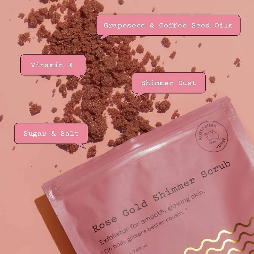 frank bodyさんのインスタグラム写真 - (frank bodyInstagram)「SWIPE 👈 My Rose Gold Shimmer Scrub will leave you with smooth skin & a killa-watt glow. ✨ It's sugary, caffeinated, and cruelty-free. Now it's your time to shine. Tap to shop.」7月16日 19時06分 - frank_bod