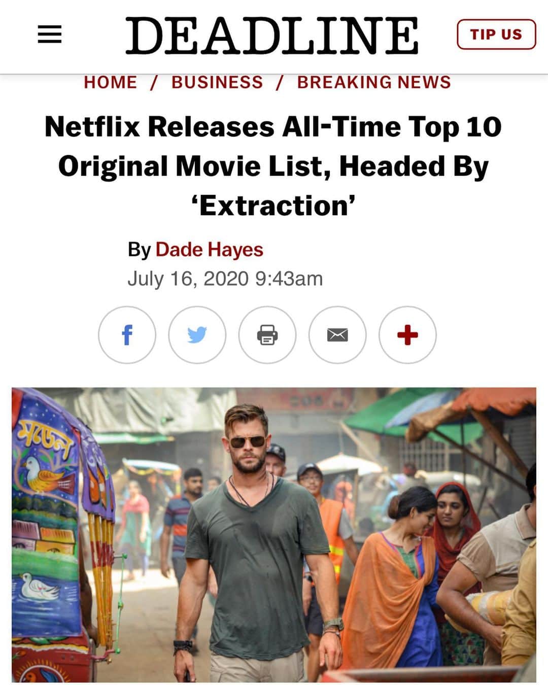 クリス・ヘムズワースさんのインスタグラム写真 - (クリス・ヘムズワースInstagram)「Can’t thank everyone enough for the continued support of Extraction! Still going strong and sitting at number 1 biggest film ever for Netflix. You guys are the greatest 🙏🙏 @netflix @thesamhargrave @therussobrothers @deadline @randeephooda @rudhrakshjaiswal1 @golfarahani @dkharbour」7月17日 6時37分 - chrishemsworth