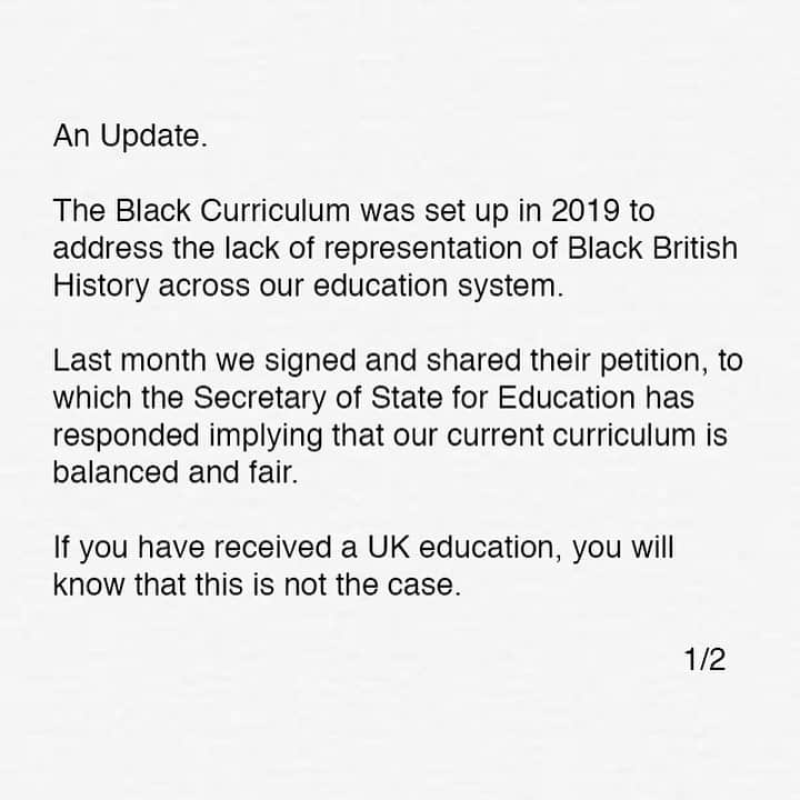 フィービー イングリッシュさんのインスタグラム写真 - (フィービー イングリッシュInstagram)「Last month, we signed @theblackcurriculum ‘s petition that called for Black British History to be taught in our schools.   Here’s an update, sharing responses that @theblackcurriculum have received from the British government with suggestions on how to contribute.  In order to instigate real change and ensure our collective voices are heard, please join in continuing the momentum.  #TBH365 #theblackcurriculum」7月16日 22時26分 - phoebeenglish