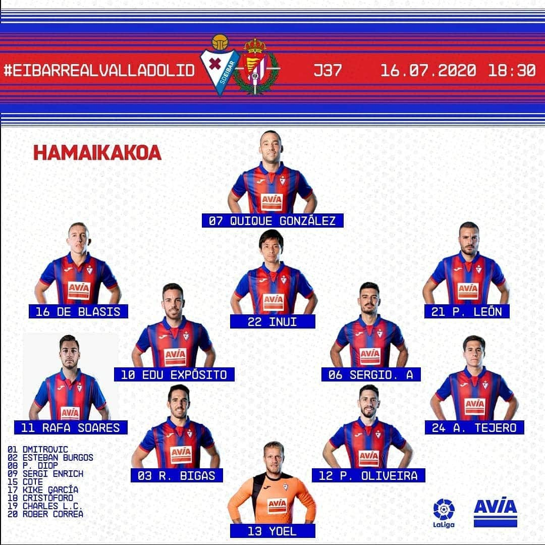 SDエイバルさんのインスタグラム写真 - (SDエイバルInstagram)「📝 Hamaikakoa 🔹 Alineación 🆚 @realvalladolid   #EibarRealValladolid #DenokArmagin💙❤️」7月17日 0時38分 - sdeibar