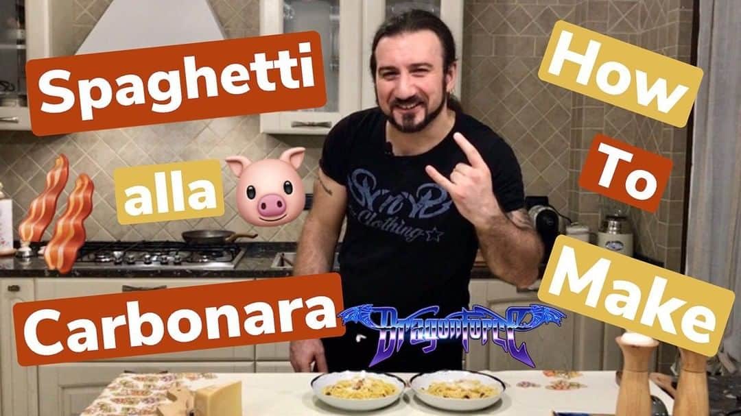 DragonForceさんのインスタグラム写真 - (DragonForceInstagram)「VIDEO: How to Make Spaghetti Carbonara with @dragonforcehq drummer @geeanzalone - This video makes us really hungry! Link on bio/stories, or watch it on our Youtube.com/dragonforce . #dragonforce #geeanzalone #dragonfood #spaghetticarbonara」7月17日 1時00分 - dragonforcehq
