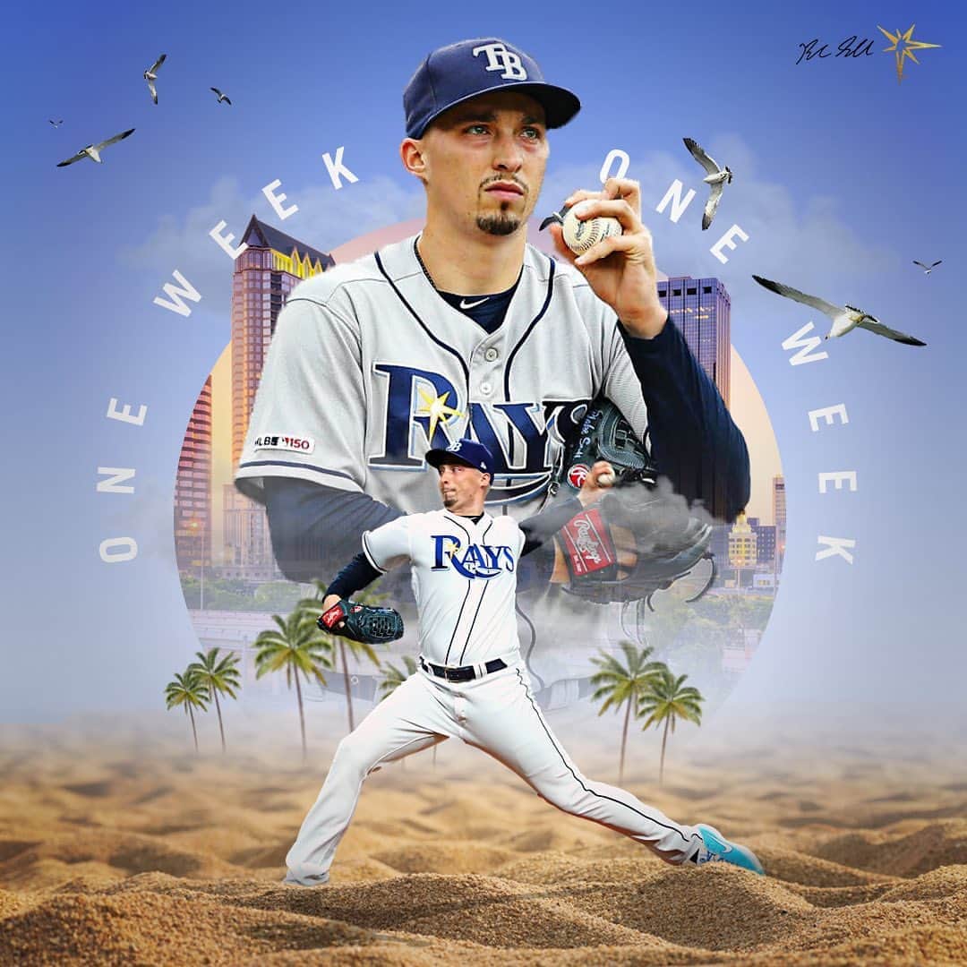 ブレイク・スネルのインスタグラム：「One week! Who’s ready for baseball 😎」