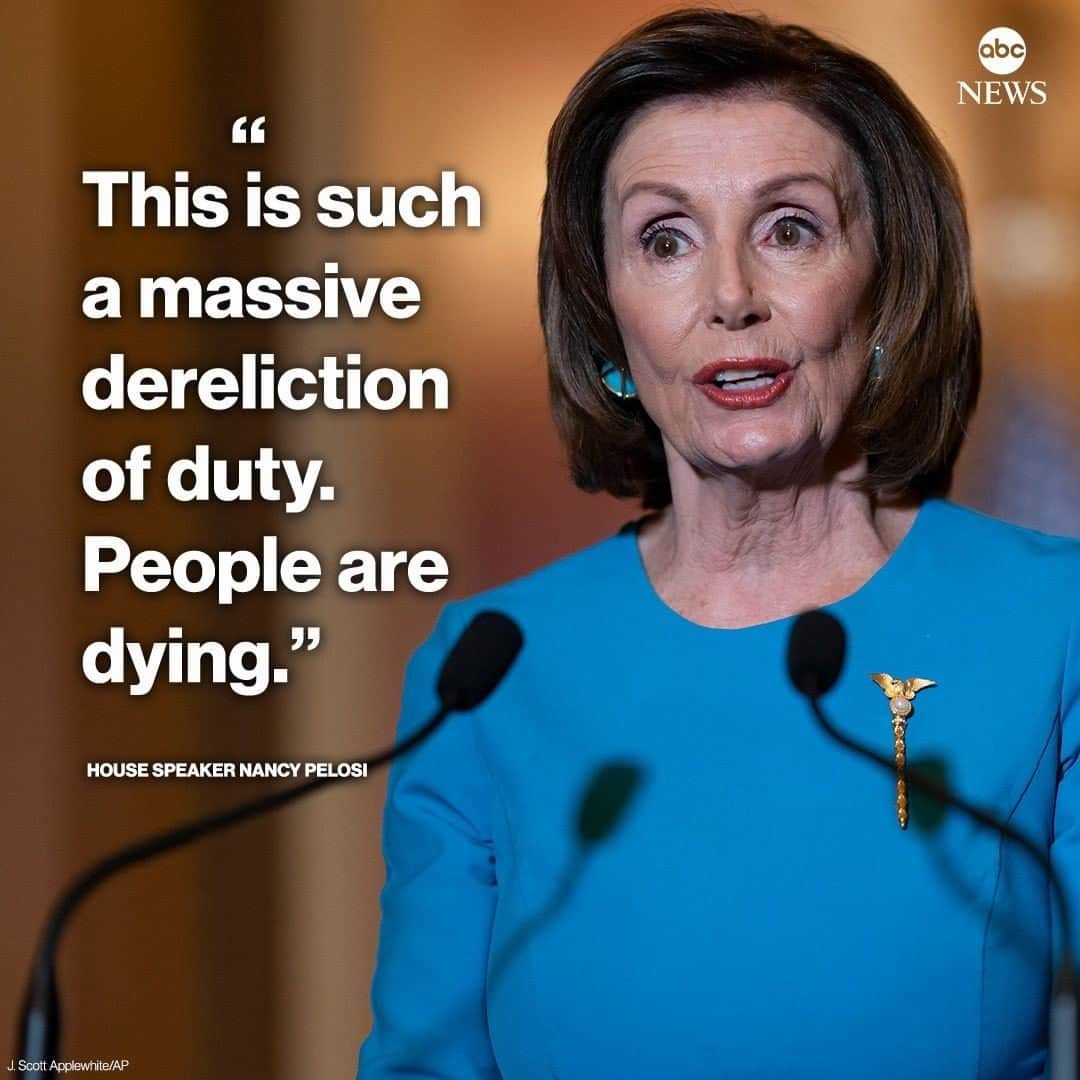 ABC Newsさんのインスタグラム写真 - (ABC NewsInstagram)「Speaker Nancy Pelosi urges Pres. Trump to use the Defense Production Act more aggressively to improve testing and protective gear shortages: "This is such a massive dereliction of duty. People are dying." #nancypelosi #defenseproductionact #donaldtrump #covid19 #coronavirus #politics」7月17日 2時19分 - abcnews
