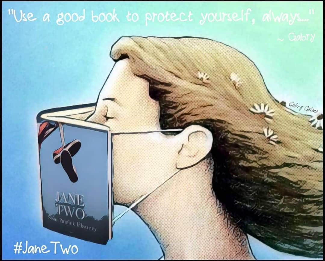ショーン・パトリック・フラナリーのインスタグラム：「💜🙏🏼 #Repost @gulino.gabriella ・・・ "Use a good book to protect yourself, always..." ~ Gabry 💜💜💜@spflanery 💜💜💜💪 📖📖 #seanpatrickflanery #JaneTwo #novel #greatbook」