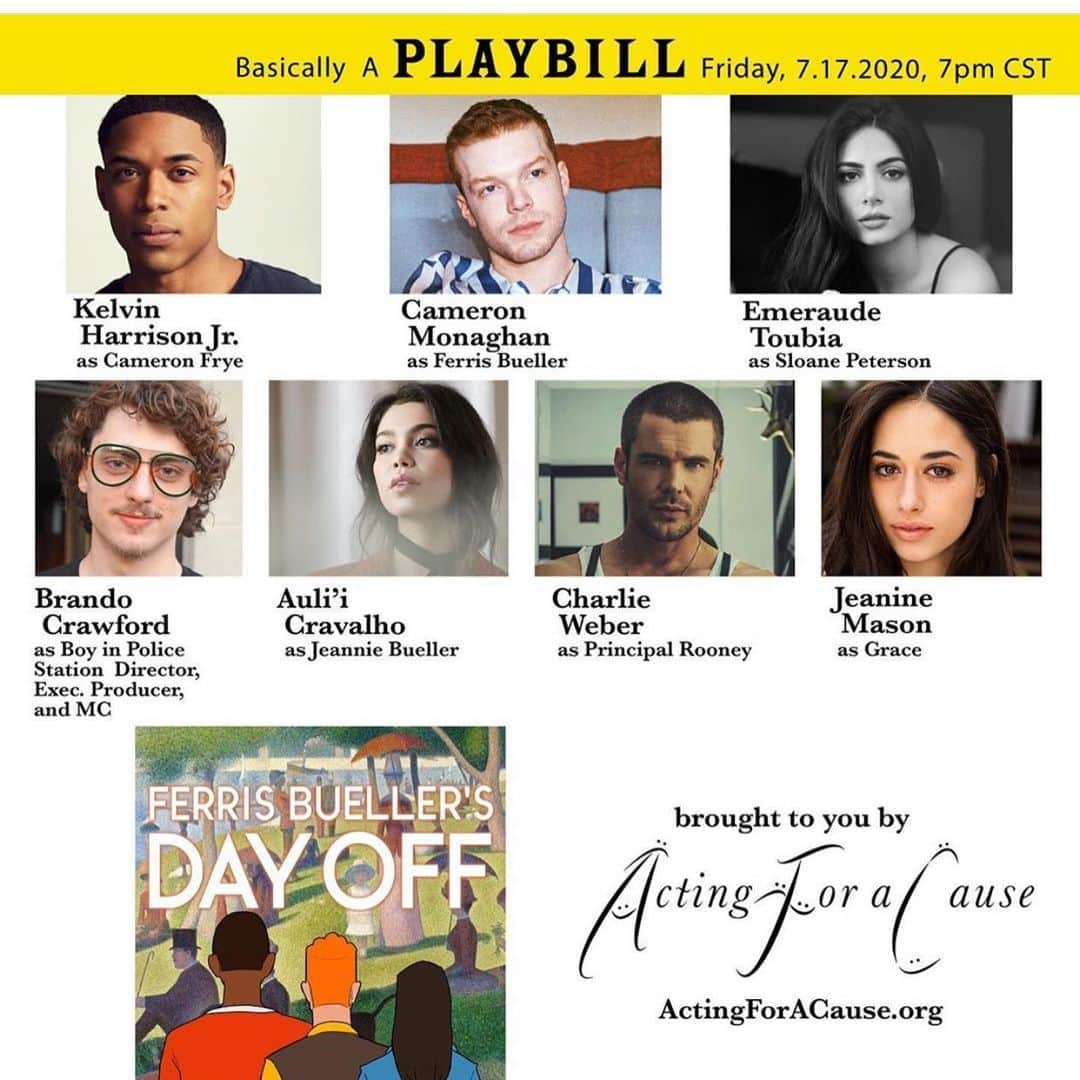 エメロード・トビアさんのインスタグラム写真 - (エメロード・トビアInstagram)「Your quarantine fantasy! LIVE read of ‘Ferris Bueller’s Day Off’ by John Hughes. Please join us TODAY July 17th in my first #ZoomTheater production at 8 pm EST / 7 pm CST / 5 pm PST! This #ActingForACause reading will benefit Mount Sinai Hospital in Chicago and the Entertainment Industry Foundation ❤️. Link in bio on how you can watch and donate! XO」7月17日 7時01分 - emeraude