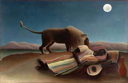 大森美希さんのインスタグラム写真 - (大森美希Instagram)「La Bohémienne Endormie (The Sleeping Gypsy), by Henri Rousseau, 1897  『眠るジプシー女』アンリ・ルソー、1897年  Henri Rousseau is one of my favorite painters.  #mood #art #artist #henrirousseau #labohemienneendormie #peinture #lartnaïf #moma #ny #postimpressionism #french #paris #moon #lune #lion #parislife #美術鑑賞 #アンリルソー #眠るジプシー女 #アート #絵画 #ニューヨーク #パリ #パリ生活 #アート好き #アートのある暮らし #ライオン #月 #月夜 #ニューヨーク近代美術館」7月17日 7時21分 - mikiomori_