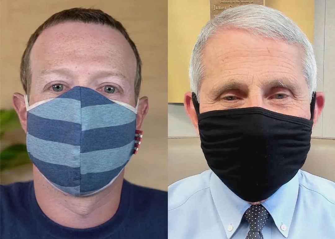 マーク・ザッカーバーグのインスタグラム：「Reminder from Dr. Fauci: wear a mask!」
