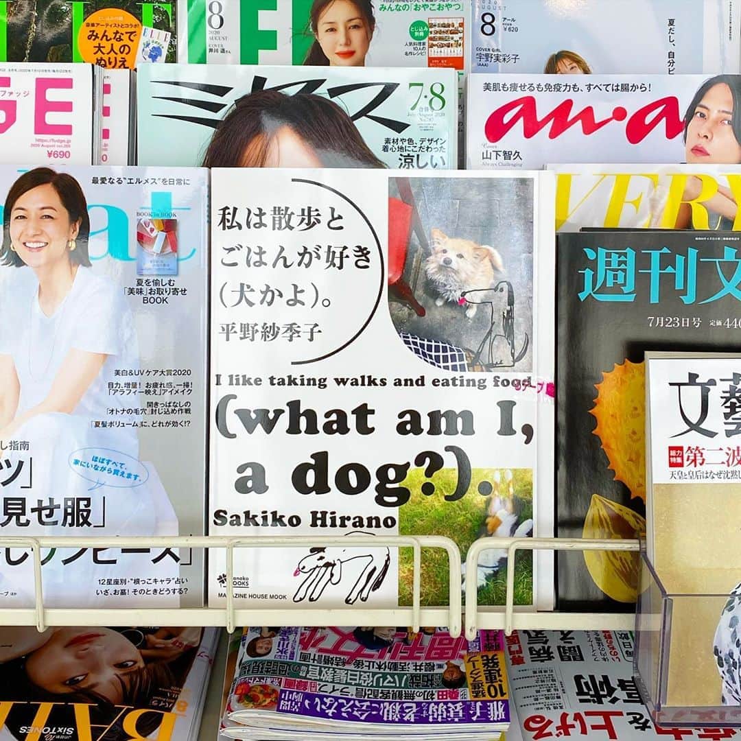 のインスタグラム：「ペットコーナーに置かれているとの目撃情報相次ぐ #犬かよ本 ですがコンビニにもちらほら登場しています🐶 でもこの本コンビニで見かけてなんの前知識もなく買う人多分いないと思うので笑 もしお見かけの際には捕獲(保護?)していただけたら相当嬉しいです(図々しい願い) あと思ったより大きいねと言われるのですが、雑誌連載時の毎回異なる服部一成さんデザインをそのまま生かすべく雑誌同サイズでの刊行となっております！大型犬！」