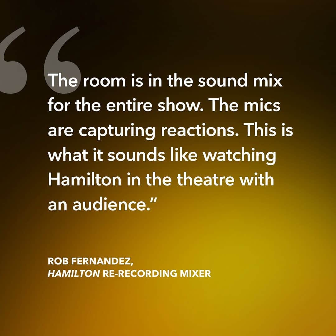 ドルビーラボラトリーズさんのインスタグラム写真 - (ドルビーラボラトリーズInstagram)「How do you bring the Richard Rodgers Theatre into viewer’s living rooms? You build the acoustics of the theatre and the sounds of the audience into the sound mix. Experience @HamiltonMusical now in Dolby Vision® and Dolby Atmos®* only on @DisneyPlus. #Hamilfilm  *Dolby enabled device and Disney+ subscription required」7月18日 1時04分 - dolbylabs