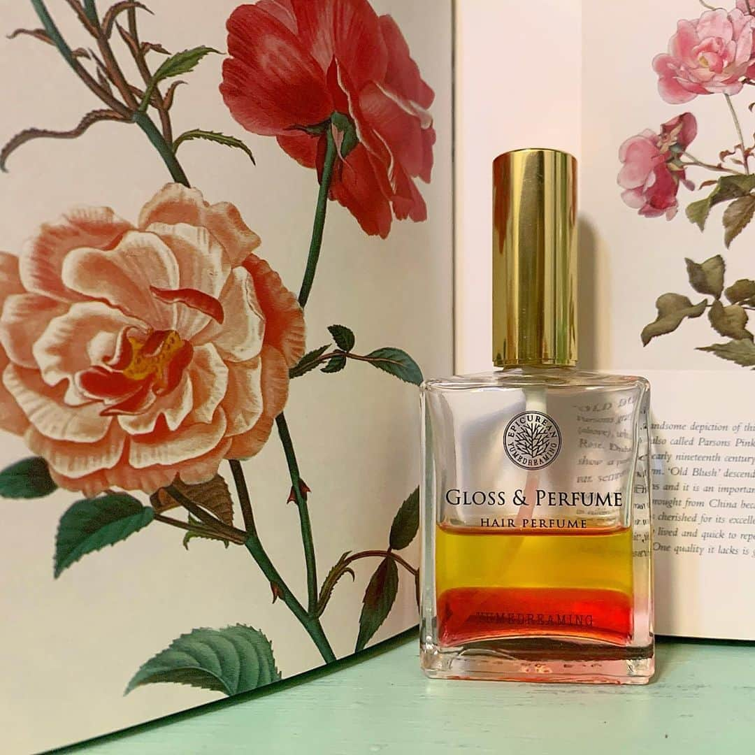 ノーマさんのインスタグラム写真 - (ノーマInstagram)「YUMDREAMING EPICUREAN GLOSS&PERFUME「i」＝「愛」🥀♥️ 昨日の投稿で、仕上げに使用していたヘアパフューム。 イベントでご一緒して以来、私も大ファンであるWABARAの「かおりかざり」の生体水も使用されているのだそう。昨年から発売が楽しみだったのだーー😊 滋賀県琵琶湖の生態系の中で調和して咲くバラたち、和バラ。中でも「かおりかざり」は和バラのファーム、 @rosefarmkeiji の環境を反映したような爽やかさと、華やかなフルーティーさが印象的で、ジャスミンと合わさる事によって生命力溢れる余韻に。  3~4枚目は、昨年ファームを訪問した時の景色。 @twiggy.miho さんのアカウントからも「i」イコール「愛」のストーリーがたっぷり見れますぞ🥀🥀🥀  パッケージの、絵の様なノスタルジックな景色は @kojisato_ さんの作品です📷✨  #twiggy #YUMDREAMING #epicurean  #wabara #hairgloss」7月18日 1時13分 - noma77777