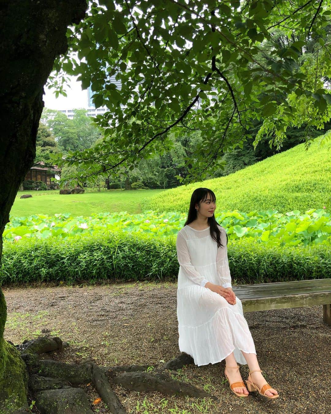 大友樹乃のインスタグラム：「ある撮影をしました☺︎ 緑が綺麗だった🌲☘️  #7つも蚊にさされた笑」